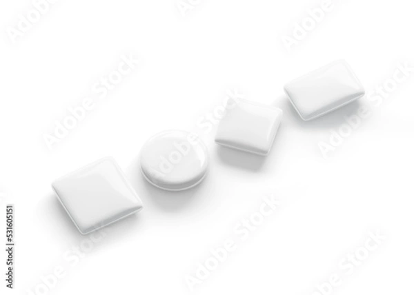Fototapeta Blank white badge mockup, different shape, side view