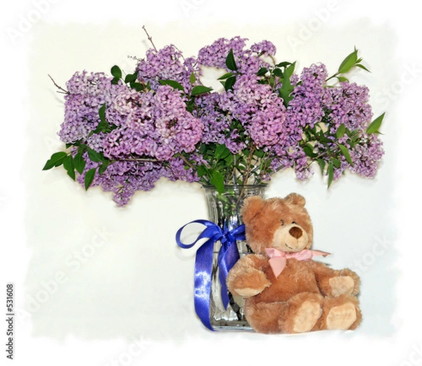 Obraz lilacs and teddy bear