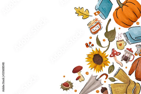 Obraz Autumn frame with transparent background