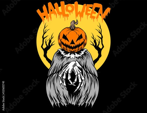 Obraz halloween pumpkin tshirt design