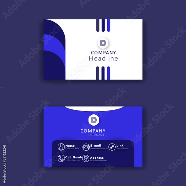 Fototapeta Minimalis trendy business card,identity card set  with blue and with color,elegant,modern,luxury design.
