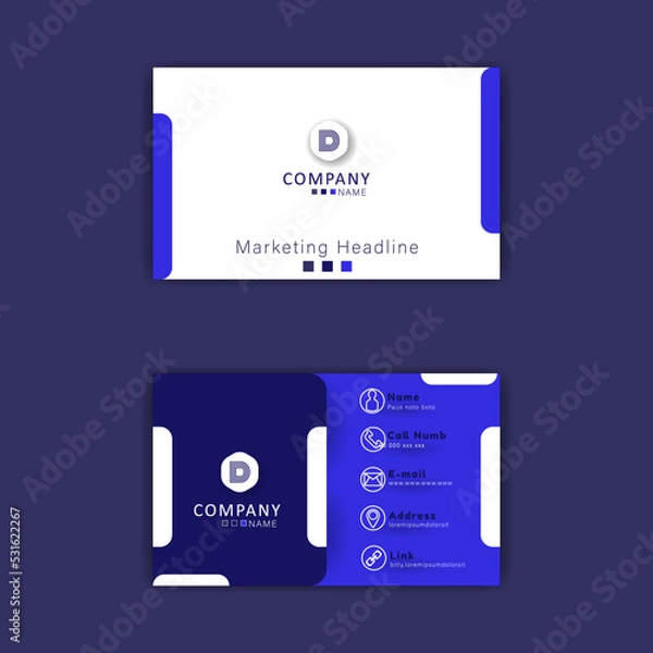 Fototapeta Minimalis trendy business card,identity card set  with blue and with color,elegant,modern,luxury design.