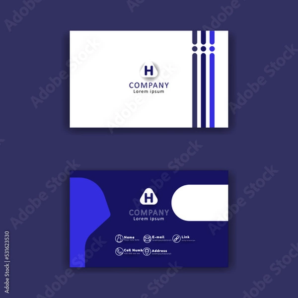 Fototapeta Minimalis trendy business card,identity card set  with blue and with color,elegant,modern,luxury design.