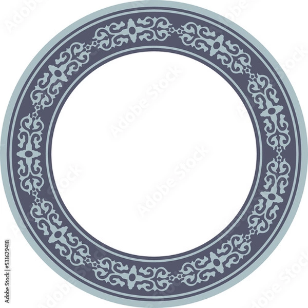 Fototapeta Vintage pattern stylish round frame retro blue spiral curve cross