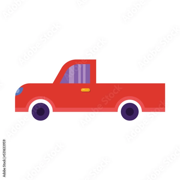 Fototapeta Vector graphic of pick up car. Red pick up truck illustration with flat design style. Suitable for content design assets