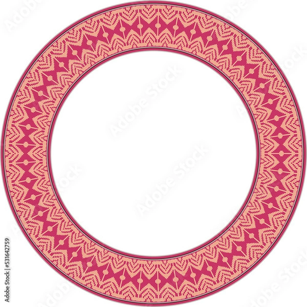 Fototapeta Vintage pattern stylish round frame retro stitch texture geometry cross line