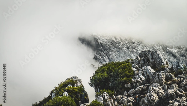 Obraz Mountain covered with clouds