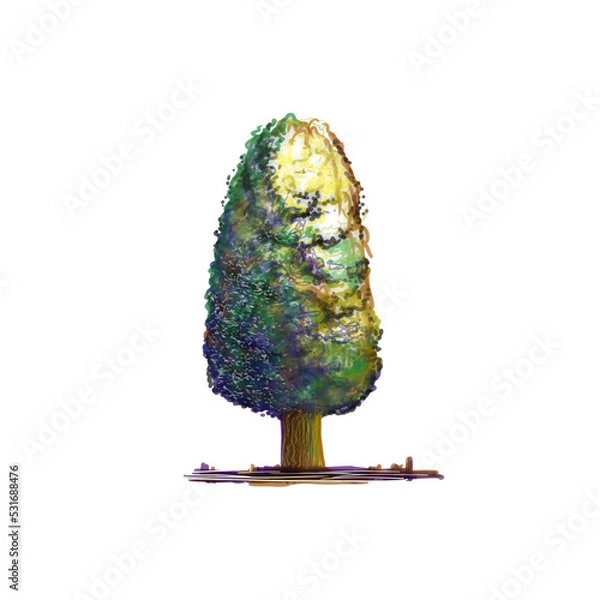 Fototapeta digital painting of a tree, with a transparent background PNG