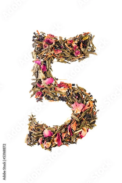 Obraz Digit '5' from herbal tea abc