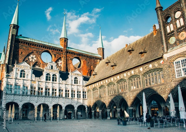 Obraz Rathaus der Hansestadt Lübeck, Backsteingotik
