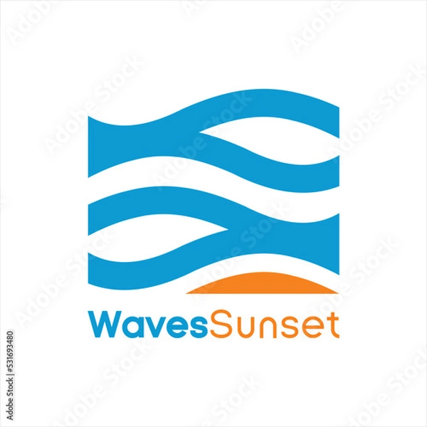 Fototapeta Wave and sunset design logo vector.
