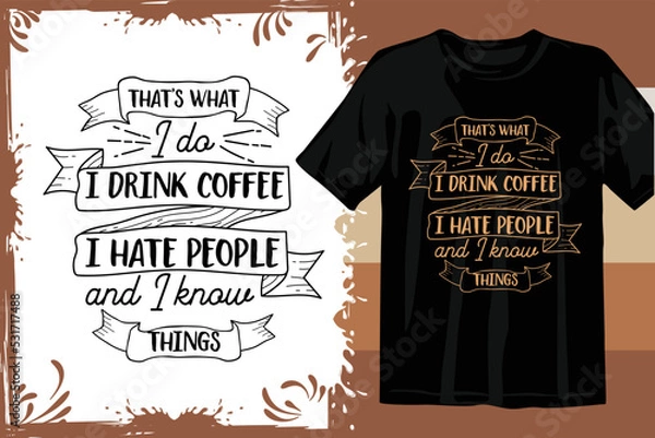 Fototapeta Retro Coffee t-shirt design. Wavy Coffee SVG. typography coffee design vector graphics