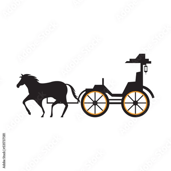 Fototapeta horse carriage illustration vector clipart design