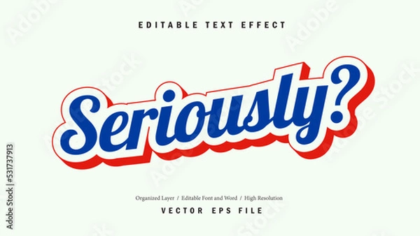 Fototapeta Editable Seriously Font Design. Alphabet Typography Template Text Effect. Lettering Vector Illustration for Product Brand and Business Logo.