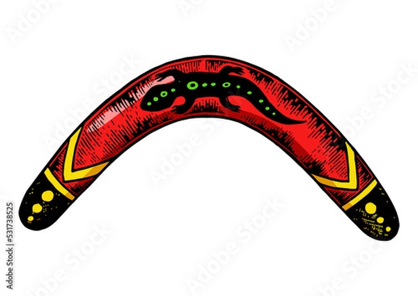 Fototapeta Boomerang color sketch engraving PNG illustration with transparent background