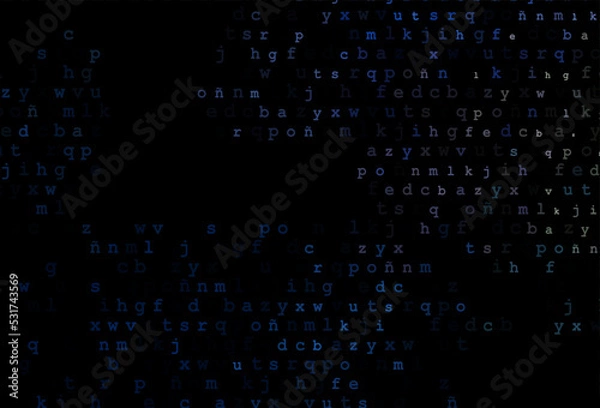 Fototapeta Dark black vector layout with latin alphabet.