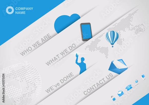 Fototapeta Website corporative design template. Tablet pc interface.