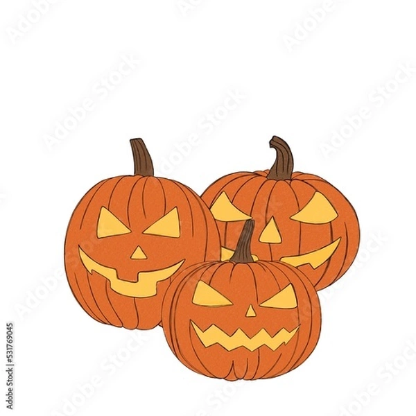 Fototapeta Set pumpkin on white background. Orange pumpkin with smile for your design for the holiday Halloween.