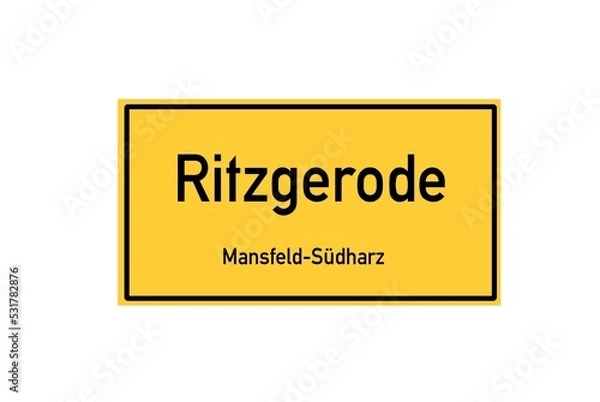 Fototapeta Isolated German city limit sign of Ritzgerode located in Sachsen-Anhalt