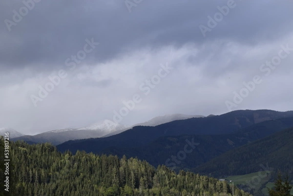 Obraz Clouds over mountain landscape