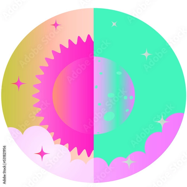 Fototapeta Half Sun and Half Moon