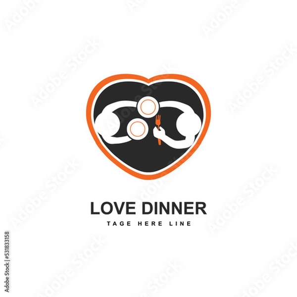 Fototapeta love dinner logo template vector illustration icon elements
