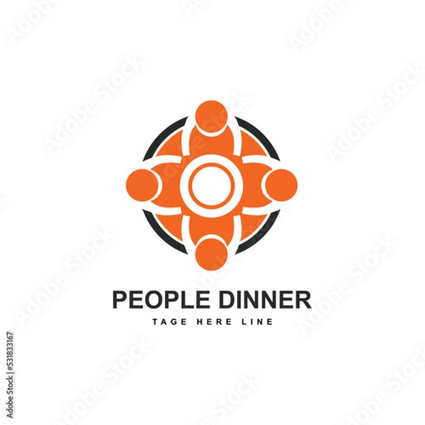 Fototapeta four people having dinner logo template vector illustration icon elements