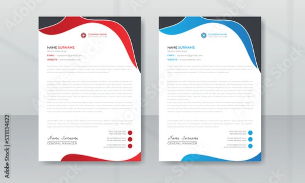Fototapeta Clean and professional corporate company business letterhead template design with color variation bundle