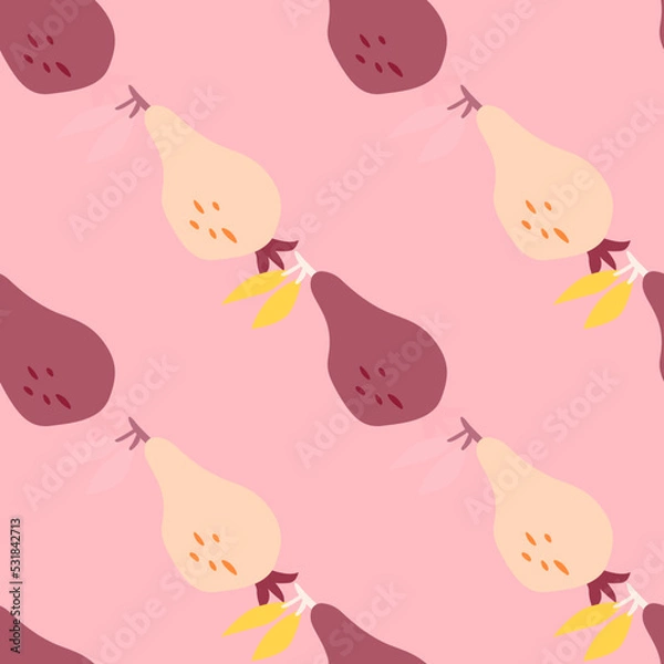 Obraz Hand drawn pears seamless pattern. Fruits botanical backdrop.