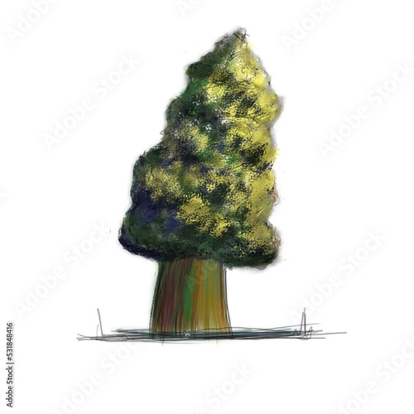Fototapeta digital painting of a tree, with a transparent background PNG
