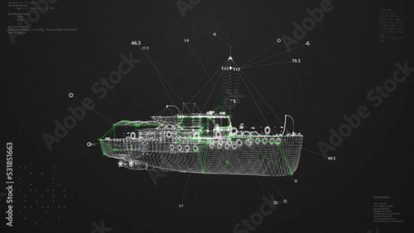 Obraz Ship UI Animation. HUD Ship Scanning.
