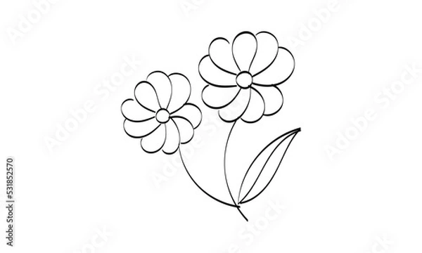 Fototapeta Floral Art.  flower drawing with line-art. Drawing vector graphics with floral pattern for design.