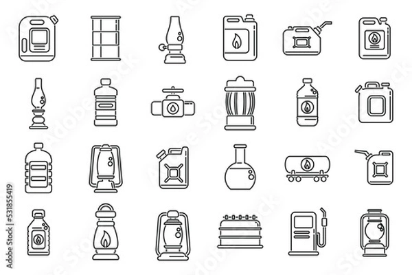 Fototapeta Kerosene icons set outline vector. Energy container. Fuel heater