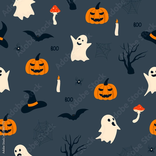 Obraz halloween seamless pattern with pumpkins