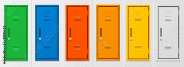 Fototapeta Realistic Detailed 3d School Gym Locker Set. Vector