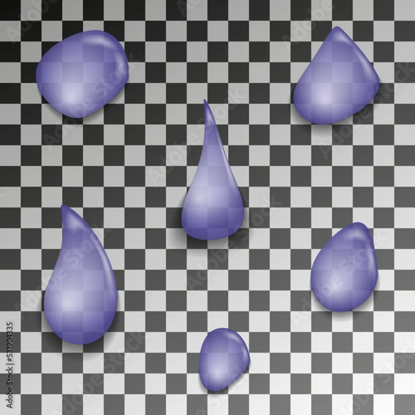 Fototapeta Set of 3d transparent water drops. Vector icons
