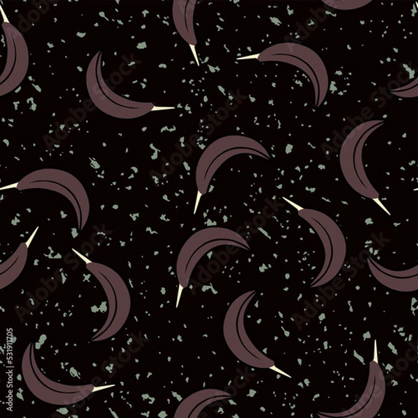 Obraz Banana pattern on a dark background. Illustration. Vector work.