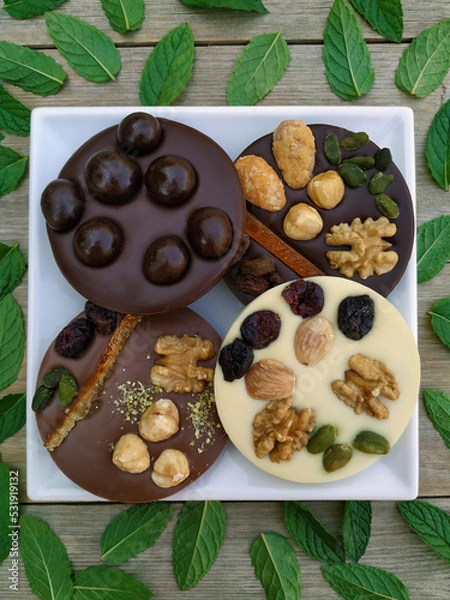 Obraz Chocolate cookies with nuts.