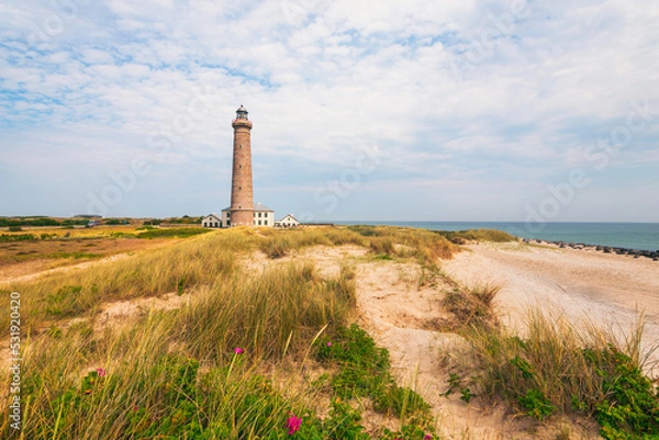 Fototapeta Skagen Lighthouse is an active lighthouse 4 km northeast of Skagen in the far north of Jutland, Denmark. It was brought into operation in 1858.