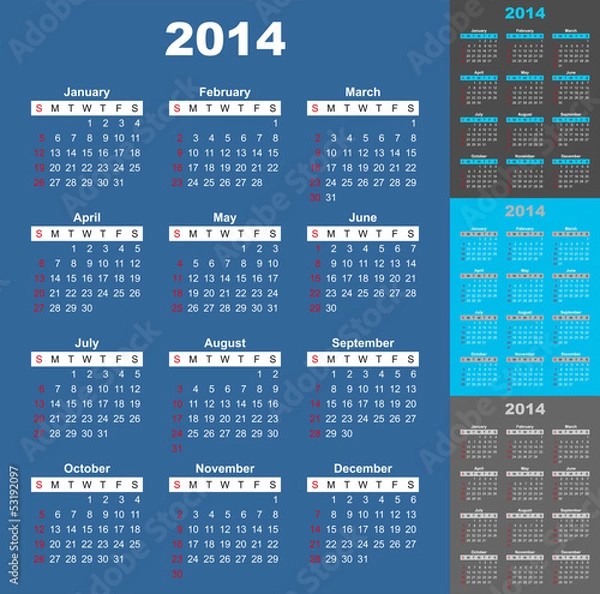 Fototapeta calendar 2014