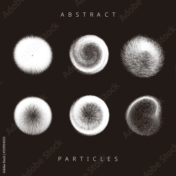 Fototapeta detailed particles with needles, rotate, transformed effects