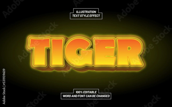 Fototapeta Tiger 3D Bold Text Style Effect