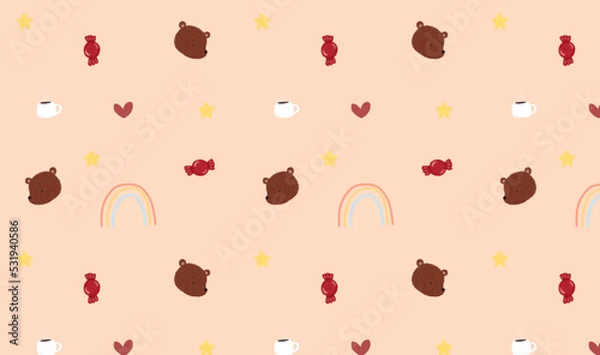 Obraz seamless pattern with bears and rainbows