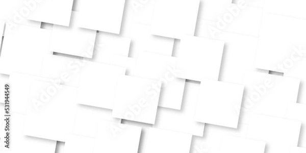 Fototapeta Abstract background with black and white tone of many square and rectangles shapes on white background for modern geometric pattern, art decoration. vintage light grunge Scottish tartan texture .