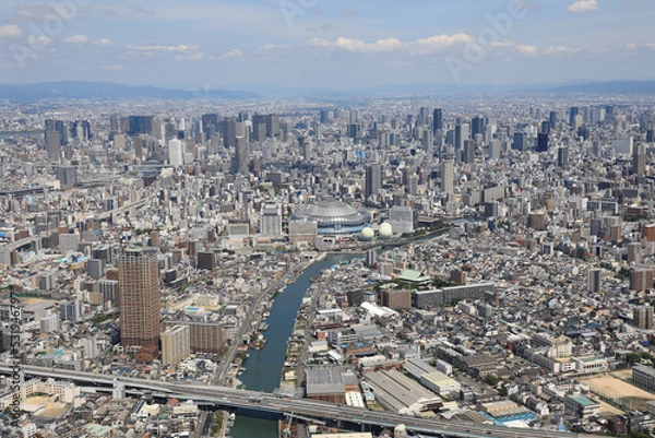 Obraz 大阪ドームと大阪市内空撮