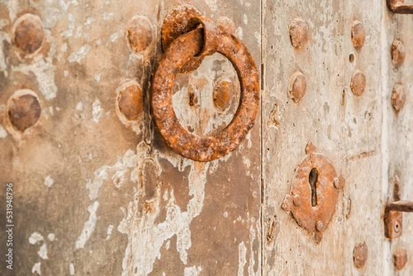 Obraz Alter rostiger antiker Türgriff