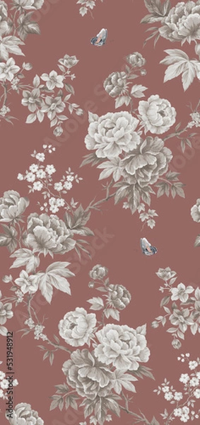 Fototapeta Classic Popular Flower Seamless pattern background - For easy making seamless pattern use it for filling any contours
