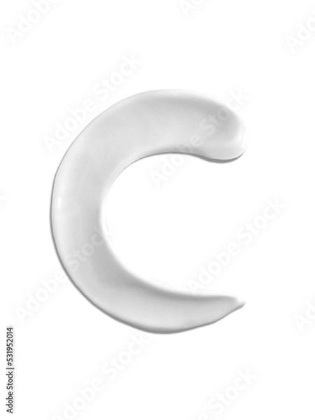 Obraz Alphabet Letter c, Cream moisturiser smudge texture smear letter written with white liquid beauty product