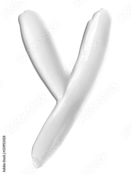 Obraz Alphabet Letter y, Cream moisturiser smudge texture smear letter written with white liquid beauty product