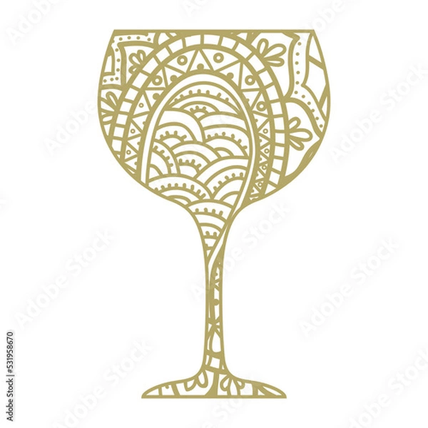 Obraz wine glass, mandala pattern